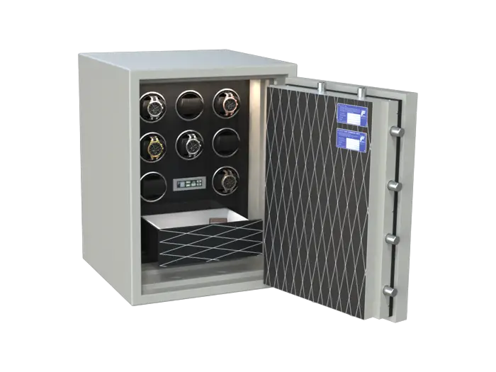 Salvus Rome 3 Deluxe horlogekluis met acht watchwinders en een juwelenlade