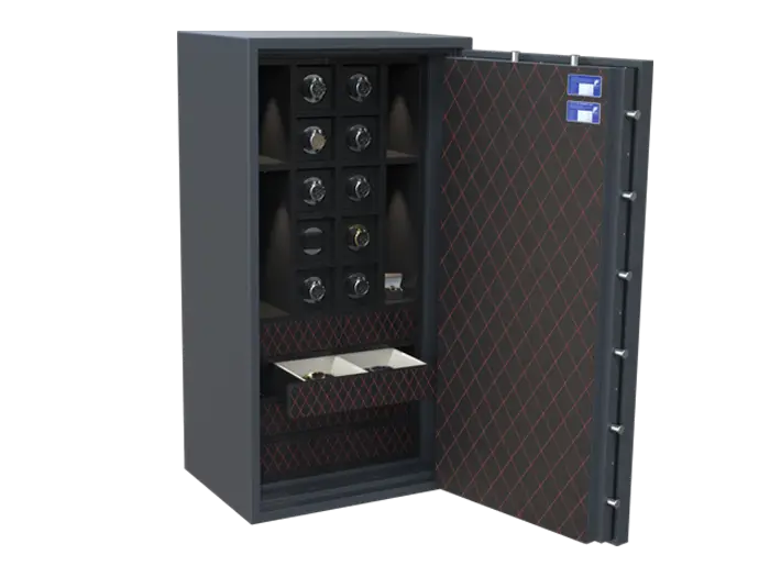 SISTEC Euroguard SE III-138/1 met twaalf watchwinders, twee lades en LED-verlichting